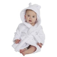 18C20406: Baby White Hooded Dressing Gown (0-6 Months)